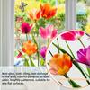 DJ7044 Pegatinas para Ventana de Mariposa con Flor de Tulipán Fresco Pegatinas Electrostáticas Visibles a Doble Cara Pegatinas Decorativas para el Hogar