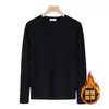 Ropa interior térmica de manga larga de color sólido para invierno, estilo coreano de tendencia para hombre, camiseta de manga larga con cuello redondo de terciopelo alemán de doble cara