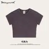 Street Madness 2026 Verano Camiseta de Manga Corta con Cuello Redondo de Algodón Lavado para Mujer
