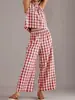 Traje Casual de Cuadros de Verano Nuevo 2026 para Mujer, Top sin Mangas + Pantalones, Venta al por Mayor Exclusiva Transfronteriza en Stock