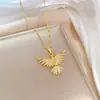 [Aço Titânio] Phoenix Wings Light Luxury Cross-border Banquetes Colar de casamento Feminino Internet Celebridade All-match Clavicle Chain Titanium Steel Chain