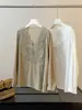 Camisa Patchwork de Renda Francesa Resistente com Decote V e Manga Longa Feminina Verão Nova Chique Exquisita Solta Fina Proteção Solar Top