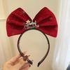 Diadema Navideña de Oso Lindo Tocado Lazo Rojo Atmósfera Femenina Vestido Festivo Foto Cos Accesorios para el Cabello