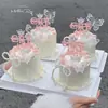 Decoración para Pastel del Día de las Madres 2026 Inserto Acrílico Adorno de Hermoso Moño de Perlas para el Día de las Madres