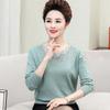 Top de manga larga de primavera y otoño para mujeres de mediana edad y mayores, camisa base de lana tejida para invierno de mediana edad, suéter de madre estilo occidental