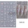 Pegatinas de uñas de mariposa roja en línea al por mayor libro rojo pequeño mariposa colorida láser flor 5D relieve tridimensional pegatinas adhesivas