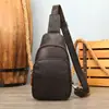 Bolso de Pecho Deportivo Retro de Cuero Genuino, Bolso Cruzado Diario Casual Portátil de Cuero Crazy Horse, Mochila Pequeña de Viaje, Colección de Bolsos de Pecho