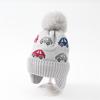Gorro de Protección para los Oídos para Niños de Otoño e Invierno Transfronterizo Mediano y Grande Lindo Cabeza de Oso Coche Plus Terciopelo Cálido Lana Tejida