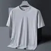 Camiseta Masculina Casual Respirável de Manga Curta com Gola Redonda, Estilo Novo de Verão 2026, Cinza Claro