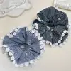 Ins Estilo Ballet Cuadros Azul Marino Encaje Mori Anillo para el Pelo de Intestino Grande Cuerda para el Pelo Dulce Cremosa Chica Linda Accesorios para el Cabello de Mujer
