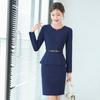 Vestido de Manga Larga Elástico de Dos Piezas Falsas para Primavera y Otoño Departamento de Ventas Joyería Esteticista Ropa Profesional para Mujer