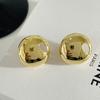 Aretes Redondos de Aguja de Plata de Metal Hueco Brillante Simples Moda Commuter Combinan con Todo Aretes Elegantes de Alta Gama Accesorios para la Oreja para Mujer