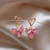 Aretes Cao Shi de circonita rosa amor 2023 nueva moda temperamento aretes de corazón espíritu antiguo aretes extraños