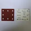 Suministrado Directamente por el Fabricante, 115*110mm 8 Agujeros Cuadrado Óxido de Aluminio Flocado Papel de Lija Rojo, Papel de Lija Flocado Más Vendido Transfronterizo