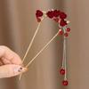 Brinde Headwear U-shaped Borla Hairpin Noiva Noiva Red Hairpin Hairpin Chinês Antigo Cheongsam Hanfu Cabelo