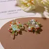 Menta Mambo Estilo Bosque Floral Pastoral Racimo de Cuentas de Vidrio DIY Aretes Frescos y Versátiles, Accesorios para el Cabello, Accesorios de Flor para Zapatos