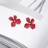 Brincos de Flor da Moda Fresca Japoneses e Coreanos Temperamento Doce Brincos de Tarraxa Flor Pétala Colorida Liga Metálica Pintura de Cozimento Joia de Orelha para Mulheres