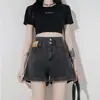 Shorts de Mezclilla Casual de Pierna Ancha con Borde Enrollado Estilo Ins a la Moda para Mujer, Nuevos Pantalones Cortos de Mezclilla Rectos Holgados Línea A para Primavera/Verano
