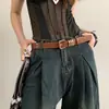Cinturón Marrón de Alta Gama con Patrón de Cocodrilo para Mujer, Nuevo Estilo 2026, Adecuado para Vestidos y Jeans, Tendencia de Accesorio de Cinturón de Nicho