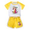 Traje corto de verano para niñas con estampado de unicornio, ropa nueva para niños, estilo occidental, conjunto de dos piezas informal para niños, una generación de pelo