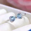 Anillo de Topacio Azul Plata S925 Incrustación Completa Nuevo Diseño de Joyería de Topacio Natural Accesorios Simples Venta al por Mayor