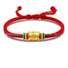 Pulseira de Contas de Ouro Transferíveis para Homens e Mulheres, Mantra de Seis Caracteres, Ouro Puro 999, Pulseira do Zodíaco, Pulseira de Casal em Ouro Puro, Presente