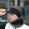 Conjunto de Invierno de Lujo para Hombre: Gorro y Bufanda, Gorro de Lana Tejido Cálido con Forro de Polar, Protector de Cuello Jacquard Coreano a la Moda