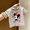 Camiseta a Rayas para Niña de Manga Corta 2026 Verano Nuevo Estilo para Niños Mayores, Moderna Camiseta Holgada de Moda