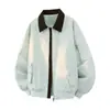 Jaqueta Masculina Nova Transfronteiriça, Caimento Solto, Color Block, Casaco Estilo Americano, Estilo Casal, Jaqueta Baseball Workwear Falso Duas Peças, Casual