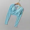 Roupa de Yoga Manga Longa com Bojo Top Esportivo Emagrecedor Sexy com Recorte Lindo nas Costas Pilates Treinamento Fitness Wear