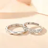 Anéis de Casal Coroa do Amor em Prata Pura S999 Dropshipping, Anéis Ajustáveis de Luxo Leve, Estilo Minimalista de Nicho de Alto Padrão