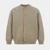 Cardigan de Tricô Solto com Botões, Gola Redonda, para a Primavera de 2026, Unissex, Suéter de Lã de Alta Qualidade, Moda
