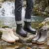 Botas de Lluvia Impermeables para Exteriores de Caña Corta para Hombre, Antideslizantes, de Moda, con Cordón, Botas de Lluvia para Estudiantes, Suaves, Resistentes al Desgaste, Waders para Acampar y Pescar