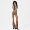 Pantalones para estilizar la cinturaJeans Mellard micro-campana tiro medio-bajo para mujer corte ajustado color caqui levantacola 26 Estilo Otoño bigotes de gato