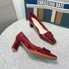 Tacones Altos de Celebridad de Internet para Mujer, Tacones Gruesos, Zapatos de Moda de Punta Cuadrada de Cuero Patentado para Mujer, Nuevo Estilo de Hada 2025