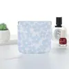 Bolsa de Cosméticos de Fechamento Automático Casual Bolsa de Cosméticos de Couro PU Bolsa de Cosméticos Casual Portátil Porta-Moedas de Mão Flor