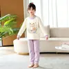 Nuevo Conjunto de Pijama De Rong para Niños y Niñas 2026, Cálido para Primavera y Otoño, Dibujos Animados, Cuello Redondo, Manga Larga, Dos Piezas