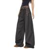 Pantalones Casuales Retro Americanos de Caída Casual Diseño de Nicho para Mujer Versátiles de Caída Anchos de Pierna Largo hasta el Suelo