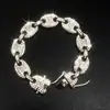 Cadena Cubana de Grano de Café Estilo Nuevo Europeo y Americano Cadena de Cadena Hip-Hop Aleación Incrustada de Diamante Joyería Unisex Personalizada Transfronteriza
