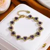 Pulseras de acero inoxidable con circonita cúbica estilo europeo y americano, joyería de lujo ligera para mujer, pulseras de acero de titanio que no se decoloran, joyería popular transfronteriza
