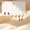 Novedades de Verano: Delicados Pendientes de Circonita Microincrustada, Juego de Tres Pares, Frescos y Dulces, Pendientes Versátiles y Elegantes con Circonita Microincrustada