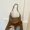 2026 Bolso de Cuero Encerado Retro Forma de Media Luna para Debajo del Brazo Correa Ancha Ajustable Gran Capacidad para Viajes Diarios Hombro Único Cruzado Bolso para Mujer