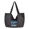 Otoño 2026 Estilo Coreano Casual Bolso de Lona Grande para Mujer Bolso Tote Estampado de Leopardo Bolso de Hombro Cruzado Estilo Perezoso