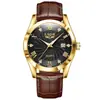 LIGE/Moda transfronteriza para hombre, reloj de cuarzo multifuncional impermeable con calendario y luminiscencia, reloj de pulsera de negocios en dorado y negro