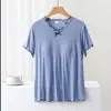 Pijama de modal com bojo embutido, bordas franzidas e detalhe de laço para mulheres, top de casa solto e confortável