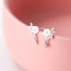 Pendientes de plata s925 para mujer, estilo japonés y coreano, con incrustaciones de diamantes en forma de gota de agua, pequeños pendientes de flores blancas de verano G6310