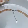 Collar de perlas de agua dulce estilo Lago Yamanakako cadena completa de perlas rosas plata de ley S925 alto brillo casi redondo clásico versátil