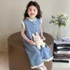 Conjunto de Verano para Niñas 2026 Nuevo Estilo Súper Lindo de Mezclilla con Encaje Vestido de Verano para Niñas Pequeñas Moderno y Elegante
