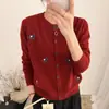 Cárdigan de punto redondo con bordado de caballo pequeño para mujer, nuevo diseño otoño/invierno 2026, abrigo suéter elegante y único