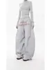 Pantalones Cargo de Paracaidista con Pliegues Bordados de Letras Americanas para Hombres y Mujeres, Nuevos de Primavera y Otoño Tendencia Street Dance Pierna Ancha Pantalones Scimitar
